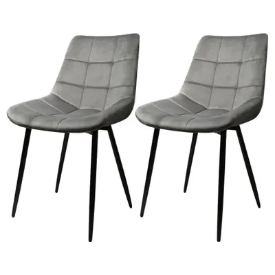 Produktbild von Supfine 2er Set Esszimmerstühle aus Samt,Küchenstühle mit Metallbeine,Eleganter Polsterstuhl,hellgrau