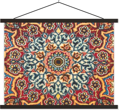 Produktbild von MuchoWow® Textilposter Perserteppich - Mandala - Muster 60x45 cm mit schwarzem Rahmen - Poster Schlafzimmer