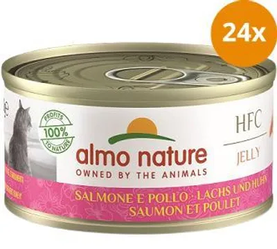 Produktbild von Almo Nature HFC Jelly, Adult, jede Rasse, Huhn, Lachs, 70 g, Ohne künstliche Farbstoffe