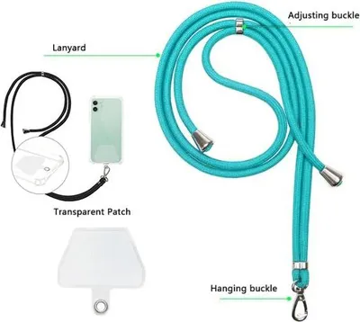 Produktbild von Universal Handykette / Handyschnur mit transparentem patch / Handyhalter, türkis