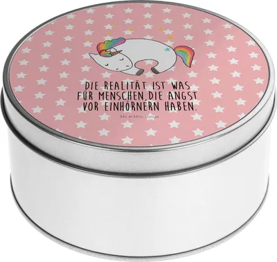 Produktbild von Mr. & Mrs. Panda Kaffeedose Einhorn Nacht - Rot Pastell - Geschenk, Träume, Freundin, keksdosen, Unicorn, Keksdose, Teedose, Traum, Erinnerungsbox, Dose, Einhörner