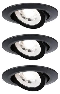 Immagine prodotto di Set di 3 luci da incasso a LED orientabili nero opaco