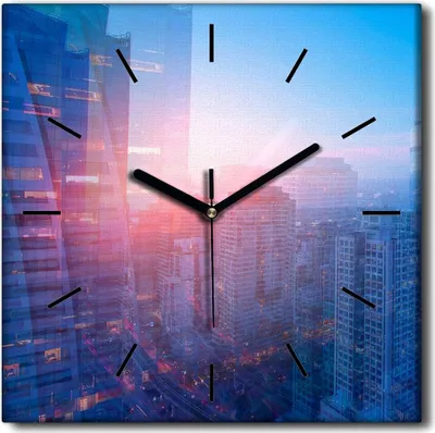 Produktbild von Coloray Uhr auf Leinwand 30x30 cm Wand Uhr Dekoration Wohnzimmer Segeltuch schwarze Hände -Stadt Abstraktion.