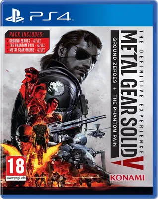 The image shows the front cover of a PlayStation 4 video game case for Metal Gear Solid V: The Definitive Experience.