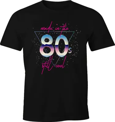 Produktbild von Herren T-Shirt Geburtstag the 80's still cool Retro Eighties Achtziger Geschenk Fun-Shirt Moonworks® schwarz XS