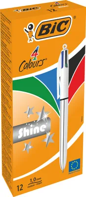 Produktbild von BIC 4-COLOURS SHINE, Schwarz, Blau, Grün, Rot, 12 Stück(e)