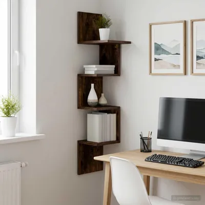 Productafbeelding van Maison Exclusive - Wandplank met wandbevestiging, gerookt eikenhout, 32 x 21 x 107 cm