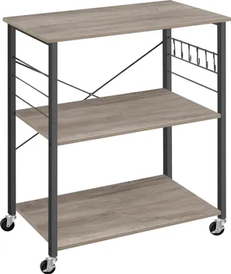 Produktbild von VASAGLE Küchenwagen mit 3 Ebenen, 6 Haken, 40 x 80 x 89 cm, Greige