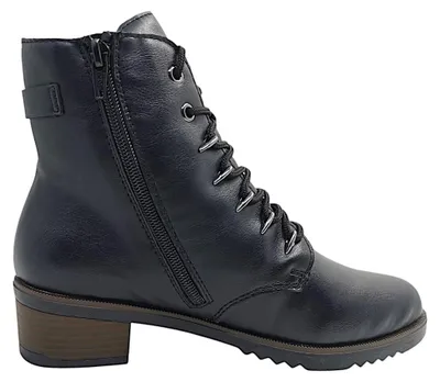 Image de Chaussures de ville pour femmes Rieker, bottines à lacets, couleur noire, style décontracté