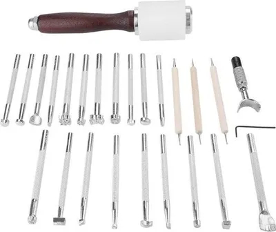 Image de Kits de bricolage - Set d'outils pour le cuir - Aiguilles à coudre et autres outils pour le travail du cuir