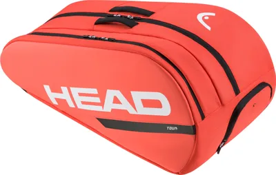 A HEAD Tour Racquet Bag L FO in orange, white, and black.