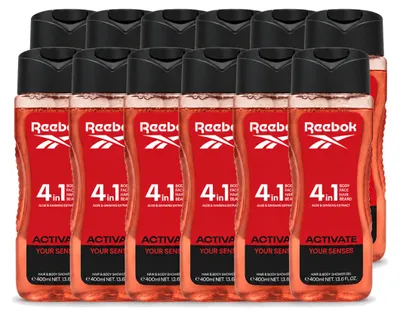 Productafbeelding van 12 x Reebok Activate Your Senses 4-in-1 douchegel - 400 ml - Voordeelverpakking - 12 stuks