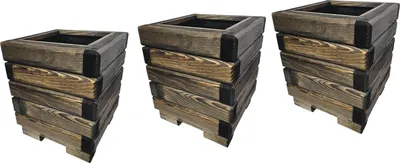 Obrázek produktu pro HolzGarden Sada 3 Dřevěných Květináčů 25x30x25 cm Palisandr Impregnované Odolné Proti Povětrnosti Truhlík na Květiny