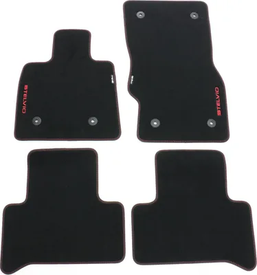Produktbild von Original Fiat Fußmatten Automatten Set Velour Stelvio Logo Rot Gestickt 50903645