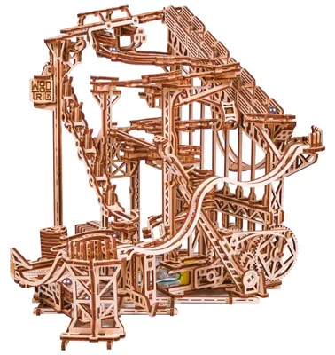 Produktbild von Holz-Kugellabyrinth-Puzzle in 3D – 558 Teile – Spirale – Mit Elektromotor und 9 Metallkugeln – 332 x 316 x 322 mm