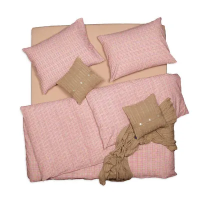 Obrázek produktu pro SCANquilt povlečení KREP káro béžovovínová 100% bavlna 140 x 200/70 x 90 cm