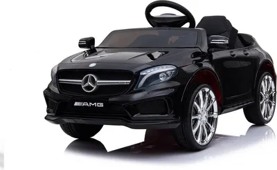Image de Voiture électrique pour enfants Mercedes-Benz AMG GLA45 12 V, 2 x 35 W, avec pneus en caoutchouc EVA, siège en cuir, lecteur MP3 et éclairage LED – Noir