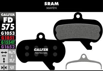 Image de Plaquettes de frein standard pour Sram Maven - Noir