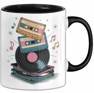 Produktbild von Retro Fan Tasse Geschenkidee für Vintage Liebhaber (Schwarz)