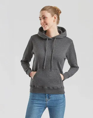 Produktbild von Fruit Of The Loom Kapuzenpullover Damen LADIES CLASSIC HOODED SWEAT dunkelgrau meliert L