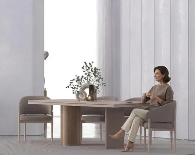Image de Ensemble de chaises de salle à manger, style moderne, structure en bois beige, design élégant