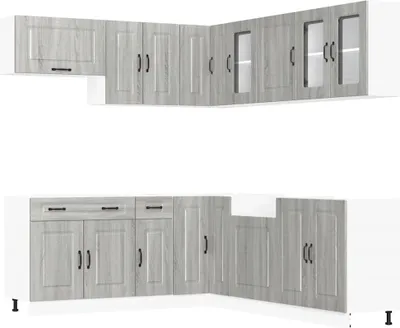 Produktbild von 11-tlg. Küchenschrank-Set Kalmar Grau Sonoma Holzwerkstoff