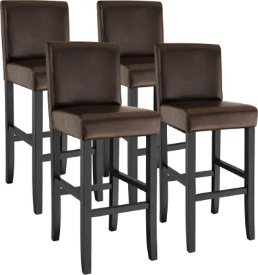Image de Tabouret de bar en cuir synthétique - marron, Lot de 4
