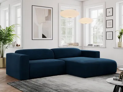 Produktbild von MKS MEBLE Ecksofa, Sofa L-Form, Wohnlandschaft L-Form, Modern Design Couch, Sofagarnitur, Couchgarnitur, Polsterecke - PASADENA -Dunkelblau Velvet - rechts seite