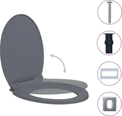 Obrázek produktu pro vidaXL Toaletní sedátko s rychloupínacím mechanismem Soft-Closing Grey Oval