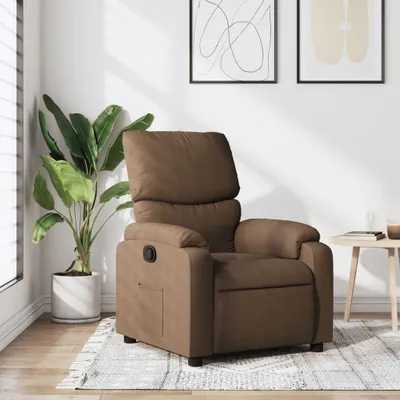 Image de Fauteuil relax réglable en tissu marron, avec fonction inclinable
