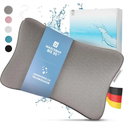 Produktbild von Premium Badewannenkissen grau | Badekissen für Badewanne schnelltrocknend & extra große Saugnäpfe für festen Halt | Nackenkissen Badewanne waschbar