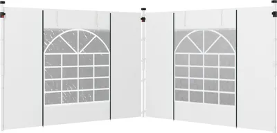 Produktbild von Pavillon Seitenteile 2Er Set Seitenwände Mit Fenster & Tür Für 3X3/3X6 M Partyzelt, Oxford, Weiß