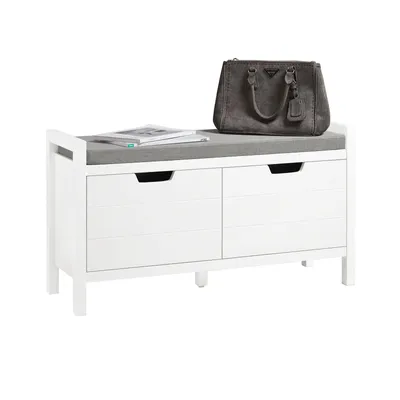 Produktbild von SoBuy Schuhbank mit Sitzfläche und Stauraum Schuhregal Flur Sitzbank mit Truhe Gepolsterte Sitzfläche Für Eingangsbereich Wohnzimmer FSR63-II-W
