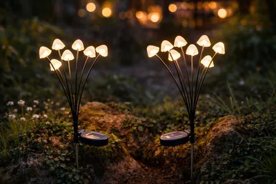 Produktbild von LUMILED 2 Stück Pilze Solarleuchte Solar Pilzlampe Gartenleuchte für Außen 70 cm Rasenlicht 8 LEDs Warmweiß 3000K IP65 wasserdicht Garten Deko für Veranda, Terrasse, Rasen