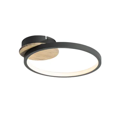 Produktbild von Moderne Deckenleuchte Schwarz mit Holz inkl  LED 3 Stufen Dimmbar Alec