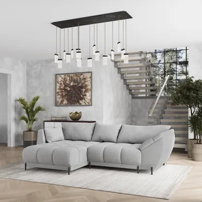 Produktbild von Masseno Ecksofa VESTANO L-S mit Schlaffunktion L-Form, Sofa mit Bettkasten, Wohnzimmersofa, Couch, Soffa, Bettsofa, Couchgarnitur- Hellgrau, QUELLE 83