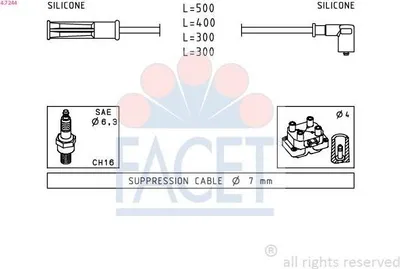 Produktbild von FACET 4.7244 Zündkabelsatz Zündleitungssatz für RENAULT CLIO II (BB0/1/2, CB0/1/2) KANGOO (KC0/1) für DACIA SANDERO