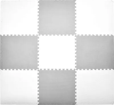 Immagine prodotto di Humbi Tappeto didattico grande in schiuma spessa 180 x 180 x 1 cm XXL 9 pezzi 62 x 62 x 1 cm Colore bianco e grigio bianco e grigio