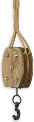 Produktbild von Holz Umlenkrolle Seilrolle Flaschenzug Eisenhaken Hanfseil