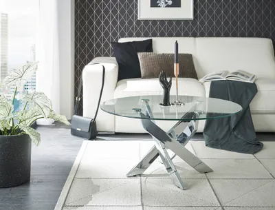 Produktbild von Couchtisch Kopenhagen mit Glasplatte | rund Ø 80