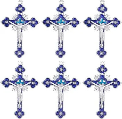 Image de Barrettes en croix - Fabrication de bijoux - Émail - 10 pièces - Bleu
