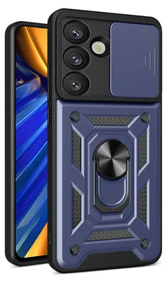 Produktbild von Hybrid Armor Camshield Hülle Mit Kameraabdeckung Und Metallring Für Samsung Galaxy S25 - Blau