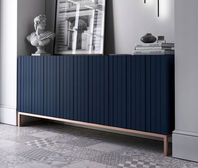 Komoda RTV Glamour Szafka RTV Granatowy MAT 168 cm Rama Metalowa
