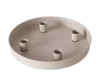 Immagine prodotto di Vassoio magnetico per candele a bastoncino, rotondo, 25 cm - beige - Portacandele in metallo con 4 supporti magnetici - Vassoio decorativo per candele festive e dell'Avvento