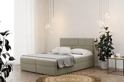 Produktbild von Boxspringbett Schlafzimmerbett CALVIN 160x220cm in Stoff Matt Velvet Mud