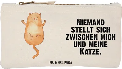 Produktbild von Mr. & Mrs. Panda Make-Up Tasche Katze Umarmen Größe S Klein - Weiß - Geschenk, Freundin, Cats, Etui, Kater, Waschtasche, Kulturtasche, Cat, Mäppchen, kosmetiktäschchen