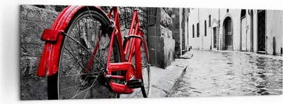 Produktbild von Bild auf Leinwand - Leinwandbild - Straße Fahrrad Kopfsteinpflaster Gebäude - 160x50cm - Wand Bild - Wanddeko - Leinwanddruck - Bilder - Kunstdruck - Leinwand bilder - Wandkunst - AB160x50-3186