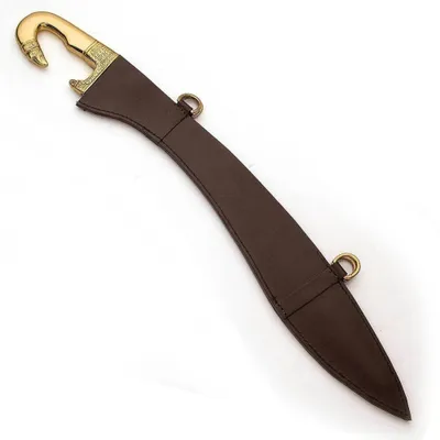 Immagine prodotto di Decorazione d'interni in stile storico: modello Falcata iberica con fodero – Antico design celtico del II secolo a.C. Spada decorativa da collezione WS500062