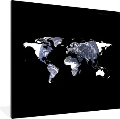 Produktbild von MuchoWow® MuchoWow® Gerahmtes Poster Weltkarte - Schwarz - Globus 40x40 cm - Poster mit zchwarzem Bilderrahmen - Mit Rahmen - Wanddekoration Schlafzimmer