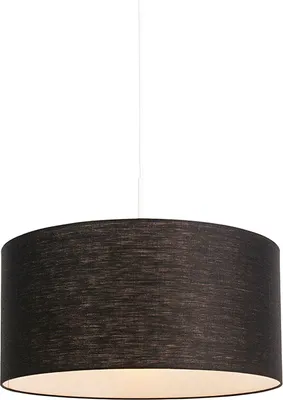 Produktbild von QAZQA - Moderne Hängelampe I Pendellampe I Pendelleuchte weiß mit schwarzem Schirm 50 cm - Combi 1 I Wohnzimmer I Schlafzimmer - Textil Rund - LED geeignet E27